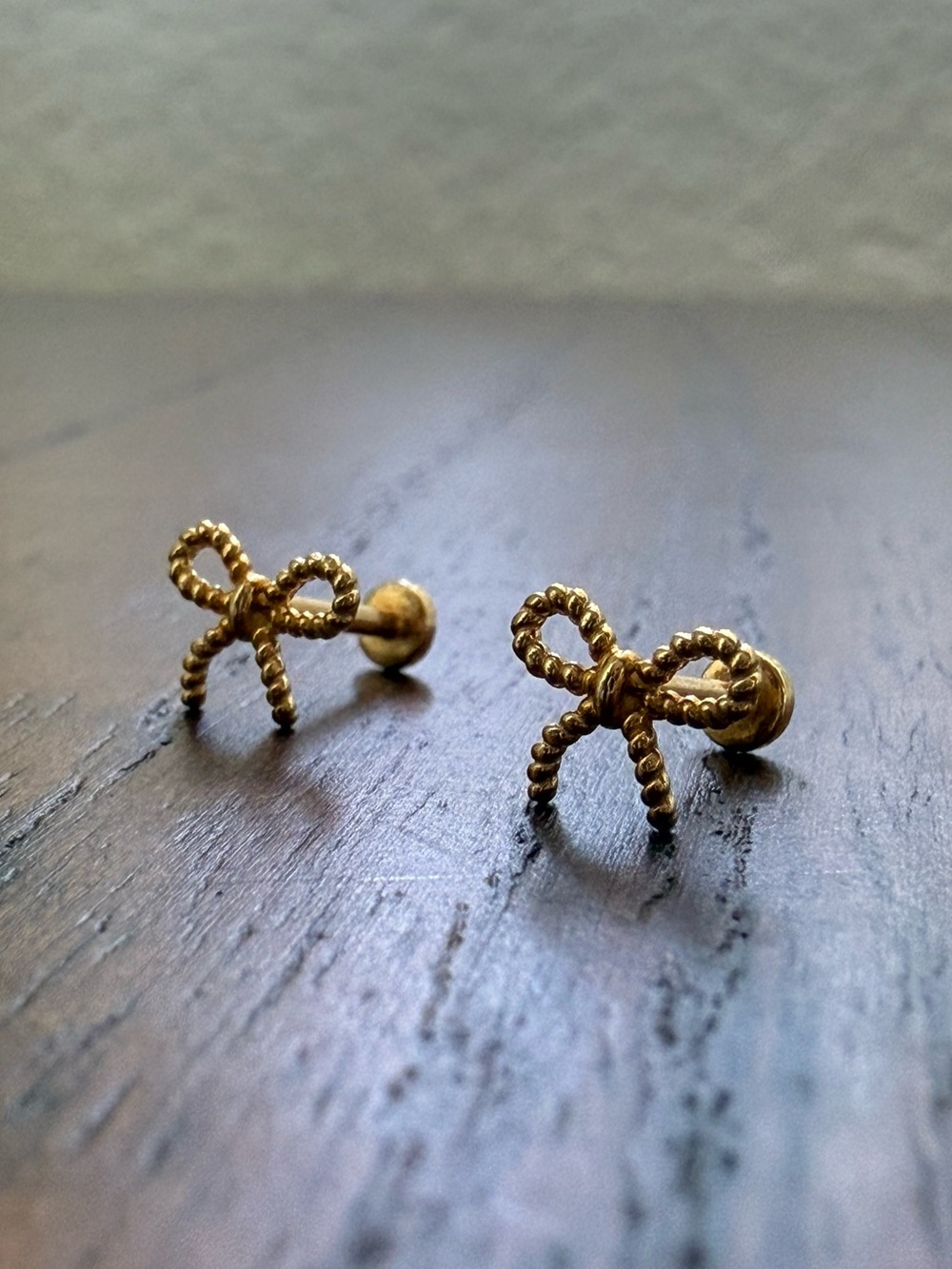 *Brand New* 14K Micro Bow Earrings from Adornmonde